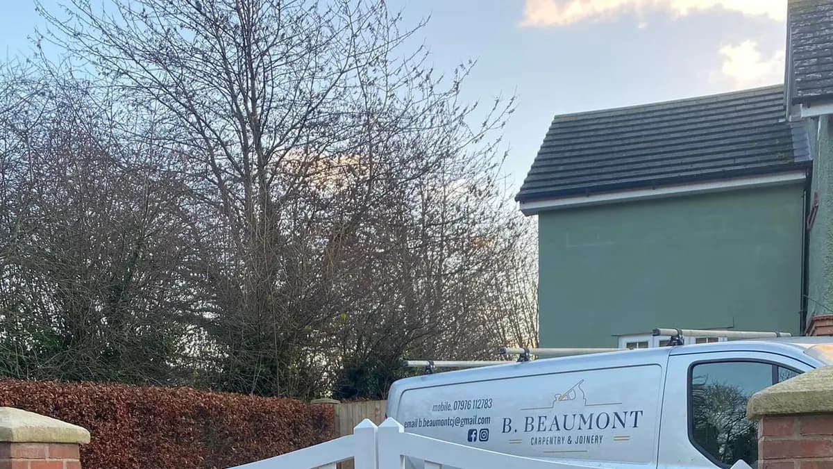 The Beaumont Carpentry & Joinery van on a job, from their website