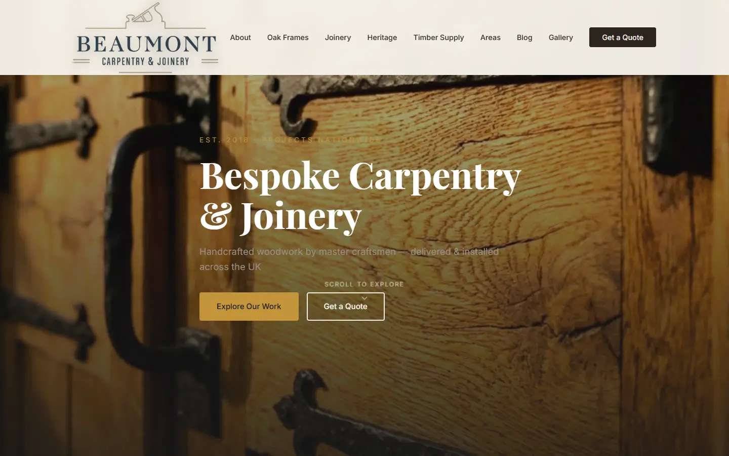 Beaumont Carpentry & Joinery website, built by Aposlo Studios