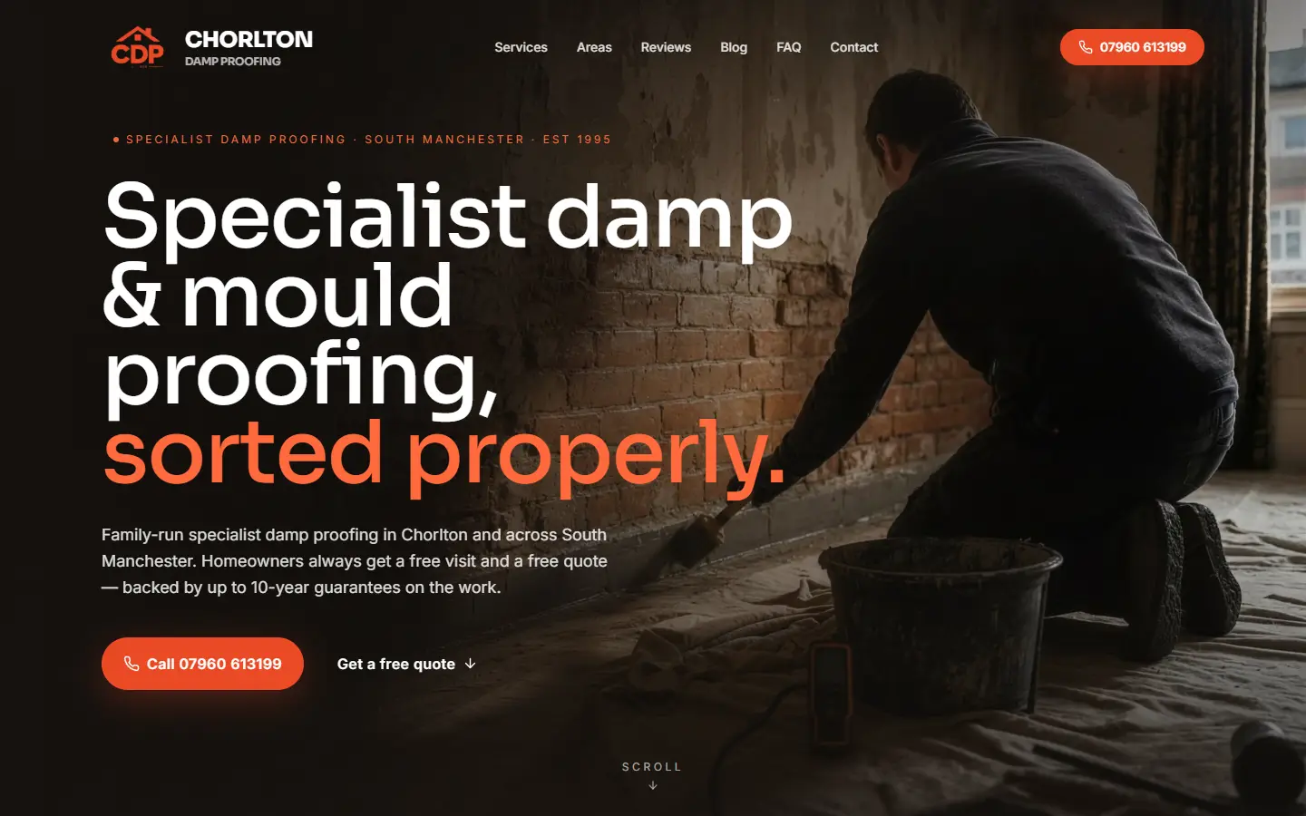 Chorlton Damp Proofing website, built by Aposlo Studios