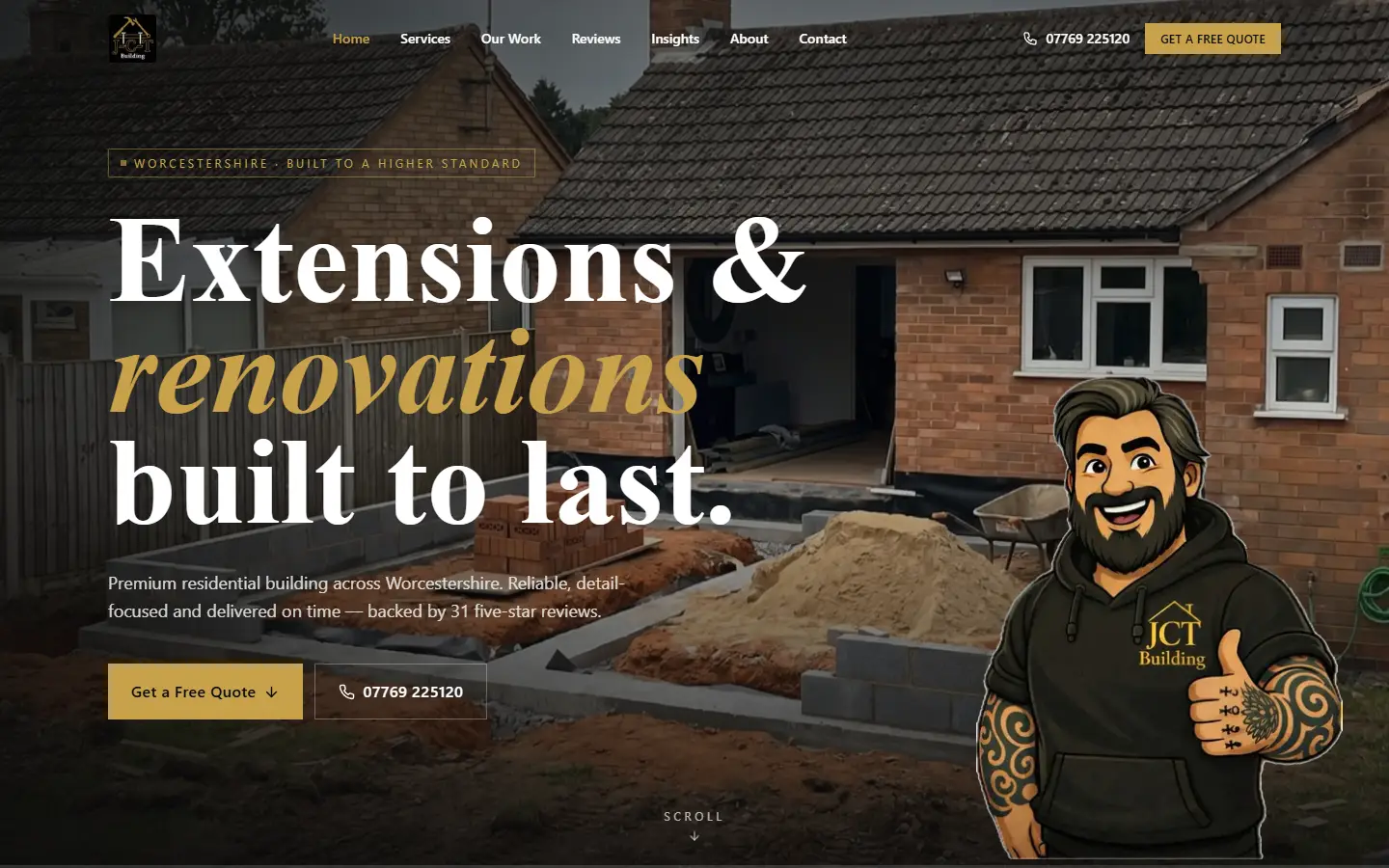 JCT Building website, built by Aposlo Studios