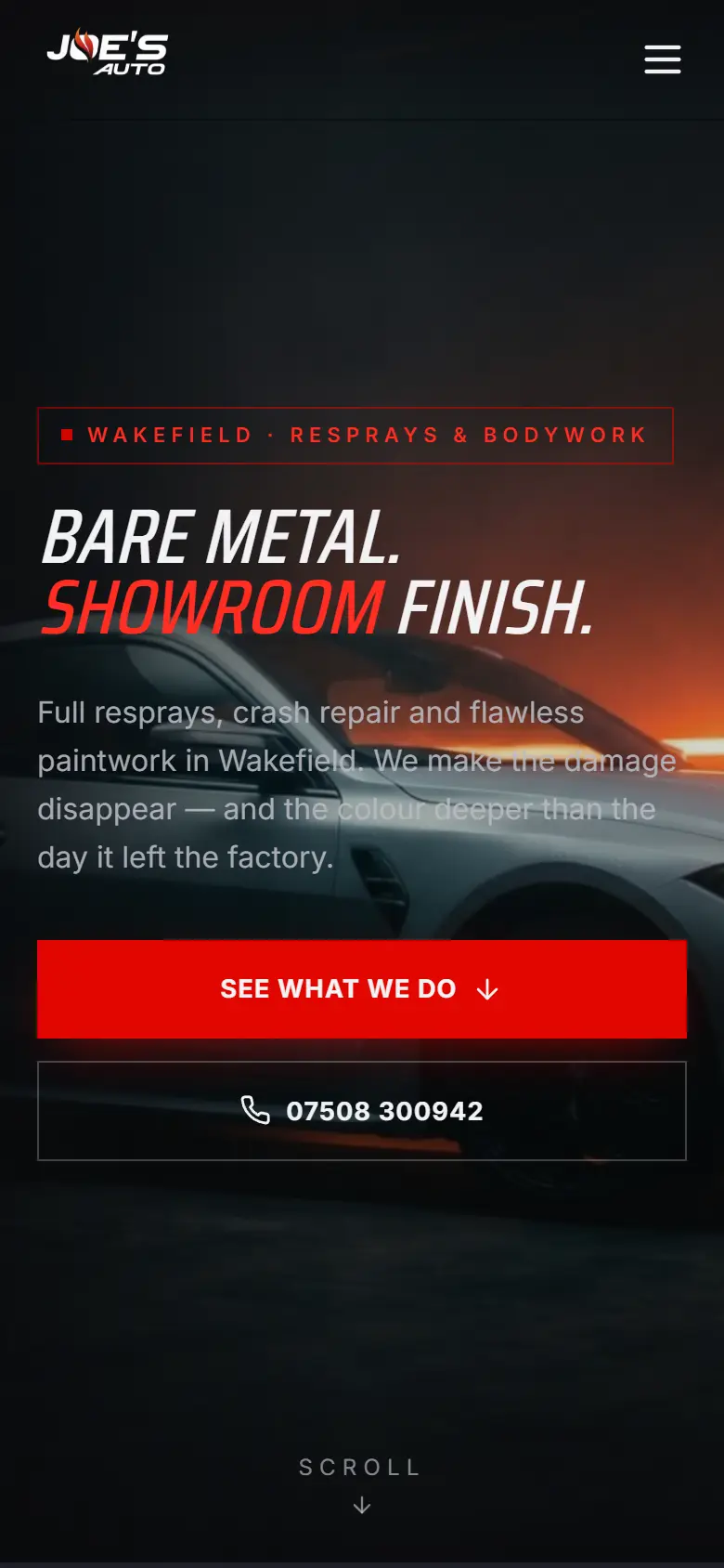 Joe's Auto website on a phone, built by Aposlo Studios