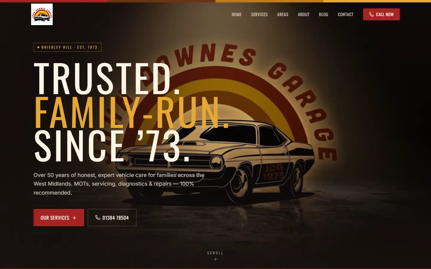 John Downes Garage website, built by Aposlo Studios