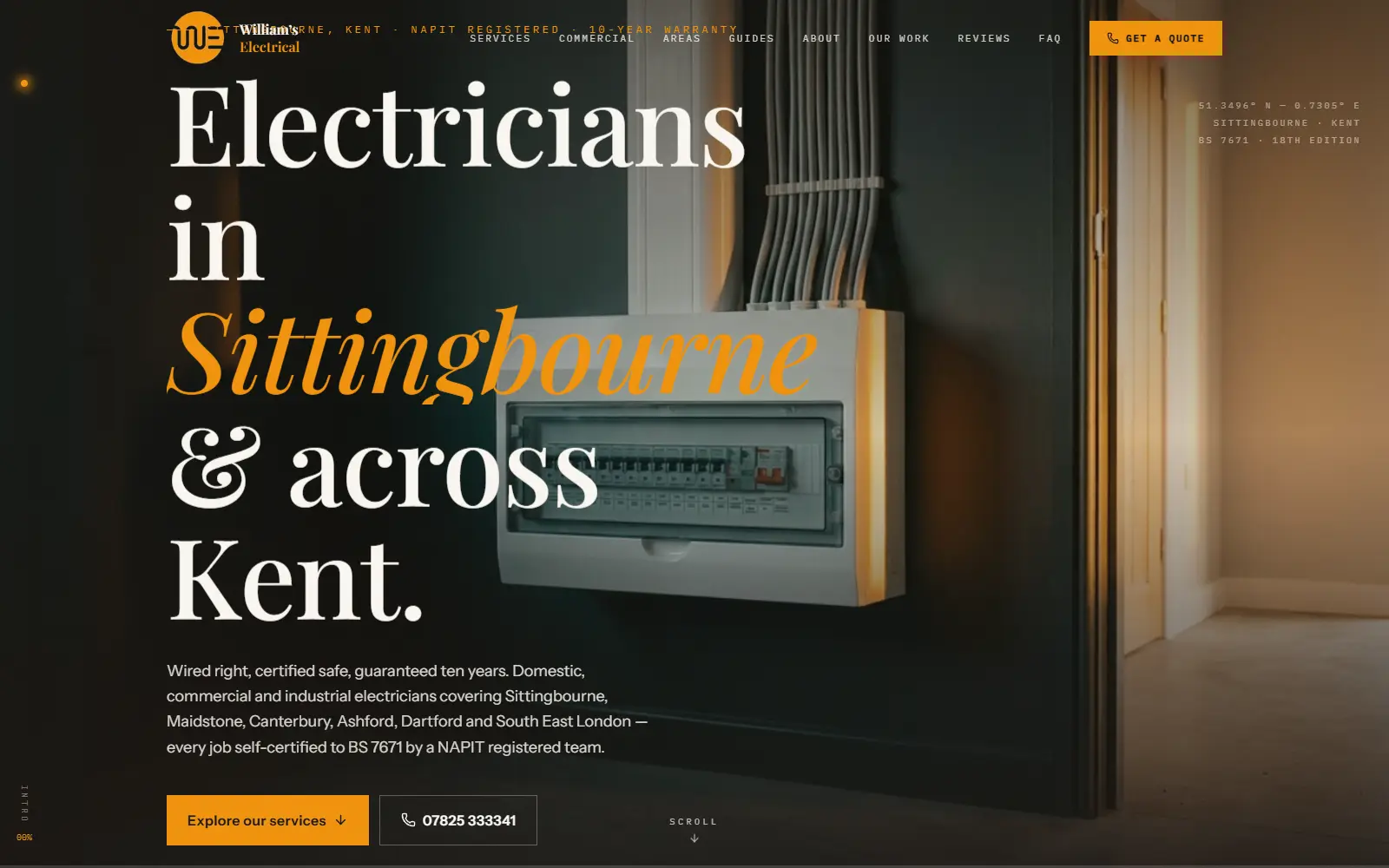 William's Electrical website, built by Aposlo Studios