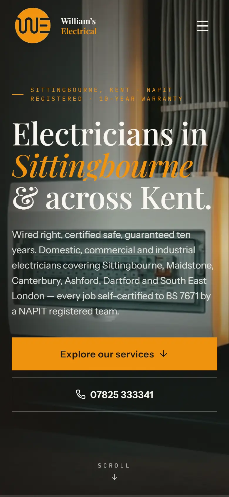 William's Electrical website on a phone, built by Aposlo Studios