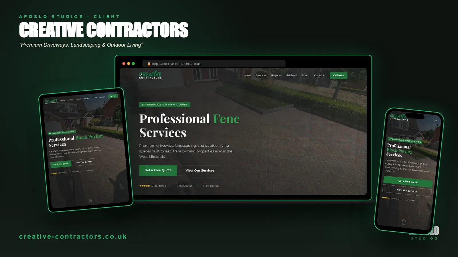 Creative Contractors website, built by Aposlo Studios