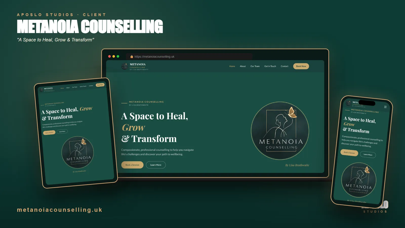 Metanoia Counselling website, built by Aposlo Studios